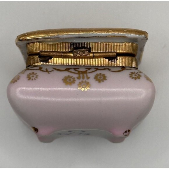 Arnart Imports Porcelain Trinket Courting Couple Pink Box 1950's - Picture 7 of 11
